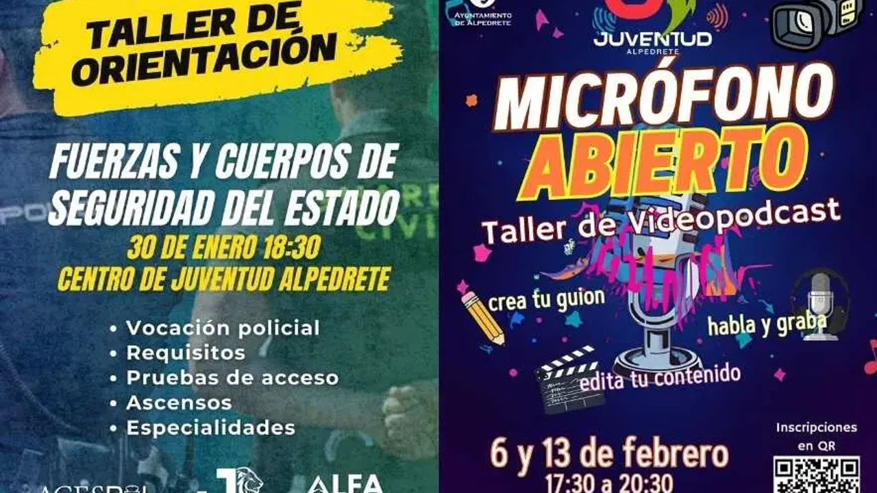 Programación del Centro de Juventud de Alpedrete: charla sobre oposiciones y taller de podcast