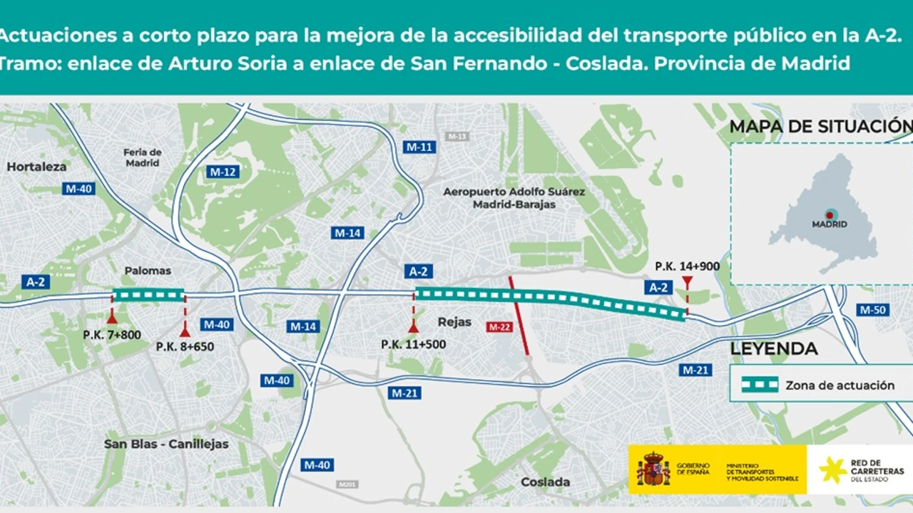 Mejora de la movilidad en la A-2 de Madrid con un carril bus exclusivo