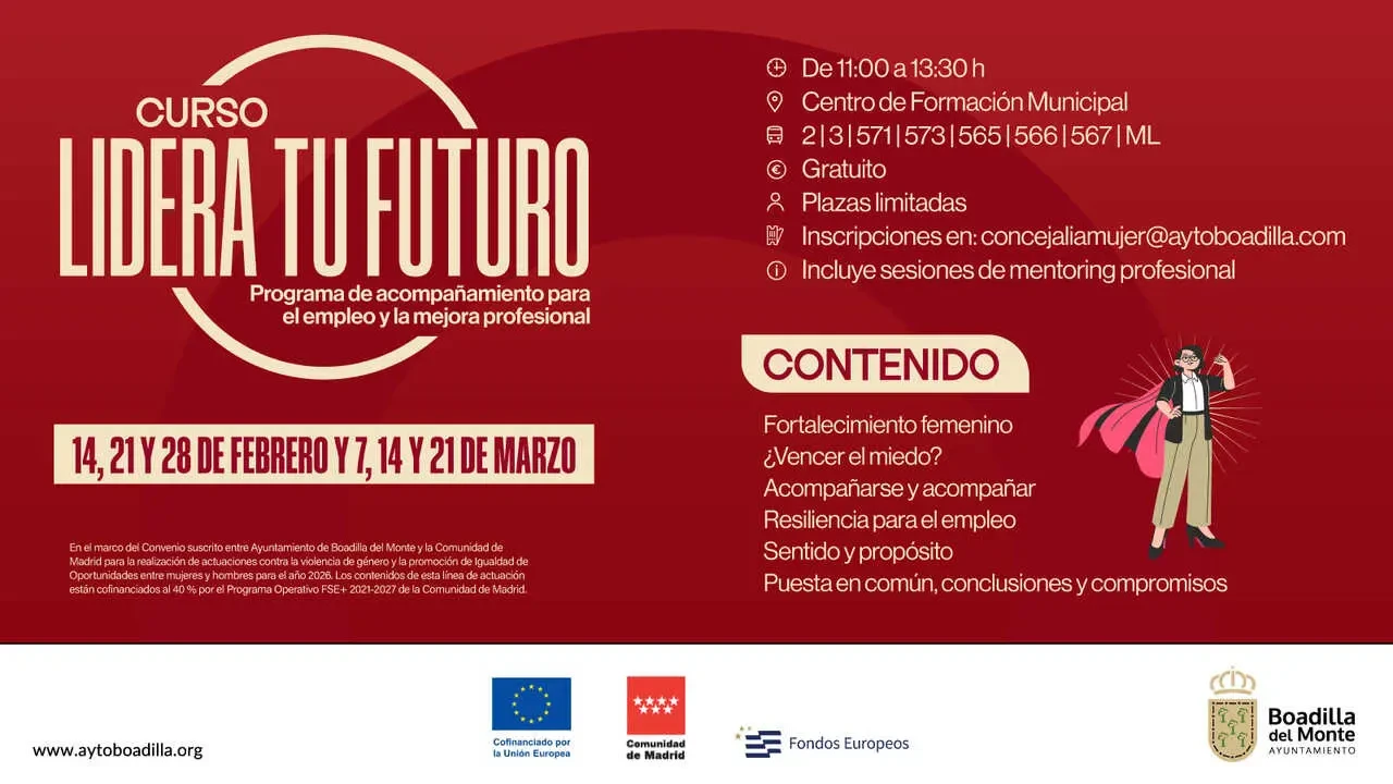 Curso gratuito para mujeres en Boadilla del Monte: “Lidera tu futuro” entre febrero y marzo